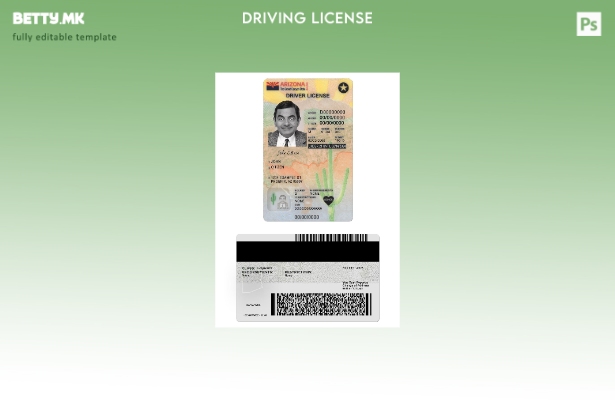 Возачка дозвола во модерен стил САД Аризона под шаблон за верзија